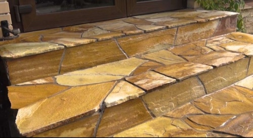 Плитняк златолит жёлтый золотистый для отмостки купить в Уфе